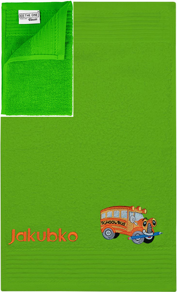 Personalizovateľný vyšívaný motív detský uterák, výšivka AUTOBUS